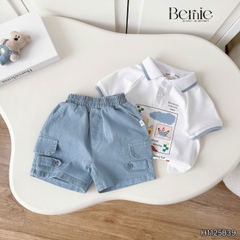 Set bộ polo tay ngắn cho bé trai họa tiết Baby Cloud kèm quần short size 9 tới 28kg BERNIE H1125B39