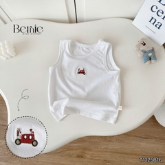  Set sơ mi 3 chi tiết áo tay ngắn họa tiết ô tô áo ba lỗ kèm quần short kaki cho bé trai 9 tới 28kg BERNIE T1125B16