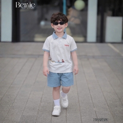 Set bộ polo đi biển cho bé trai áo thun polo tay ngắn và quần short jean size 9 tới 28kg BERNIE H1025B53