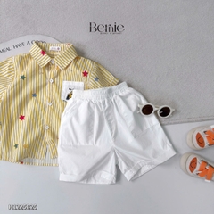  Set bộ sơ mi tay ngắn cho bé trai họa tiết kẻ vàng Happy Star kèm quần short kaki size 11 đến 28kg BERNIE H1225B25