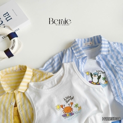 Set sơ mi 3CT Little Surfer cho bé trai áo sơ mi áo ba lỗ và quần short cho bé trai size 11 tới 28kg BERNIE H1225B30