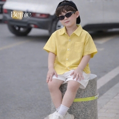 Áo sơ mi tay ngắn Basic nhiều màu unisex cho bé trai bé gái size 9kg tới 25kg BERNIE H1125A49Đ