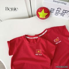 Áo thun áo Cờ đỏ sao vàng Việt Nam chất cotton tay ngắn unisex cho bé trai bé gái size 9 tới 28kg BERNIE H0226A24Đ