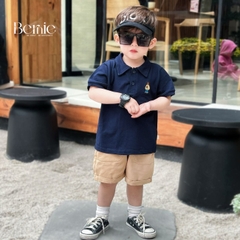 Set đồ bộ Polo tngắn tay cho bé trai áo thun cotton quần kaki vintage hàn quốc 1 đến 7 tuổi Bernie kids