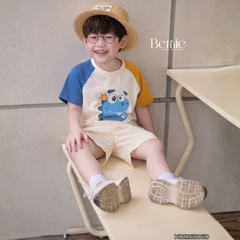 Set bộ tay ngắn cho bé trai áo thun cotton họa tiết Animal Vui Nhộn và quần short kaki 1 đến 7 tuổi BERNIE H0226B06Đ 
