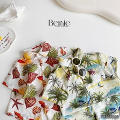 Set sơ mi đũi đi biển unisex cho bé trai bé gái họa tiết summer size 9 tới 25kg BERNIE T0325B26