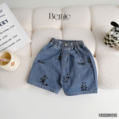 Quần short quần jean cho bé trai họa tiết thêu ngộ nghĩnh đi chơi đi học size 11kg tới 28kg BERNIE KIDS H0226Q12