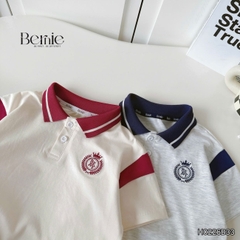 Set bộ polo tay ngắn cổ dệt họa tiết huy hiệu kèm quần short cho bé trai size 11 tới 28kg BERNIE H0226B33