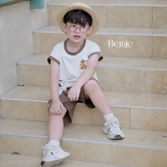 Set bộ tanktop cho bé trai họa tiết Brownie phong cách hàn quốc kèm quần short size 9 tới 28kg BERNIE T0326B46
