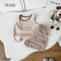 Set bộ ba lỗ cho bé trai in tràn động vật ngộ ngĩnh kèm quần short size 9 tới 25kg BERNIE H0226B30