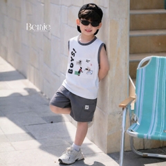 Set bộ bé trai áo tanktop họa tiết Boys phong cách hàn quốc kèm quần short size 1 tới 7 tuổi BERNIE T0226B10