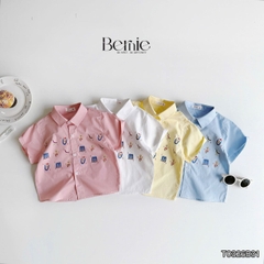 Set sơ mi 3CT Little Charm cho bé trai áo sơ mi và quần short kèm cà vạt rời size 9 tới 28kg BERNIE T0326B31