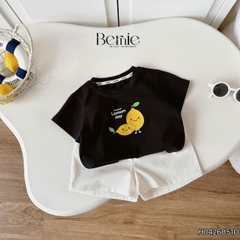 Set bộ tay ngắn unisex cho bé trai áo thun họa tiết Lemon day kèm quần short kaki size 9 đến 25kg BERNIE H0426B51Đ