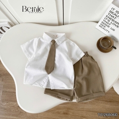 Set bộ vest gile Hoàng gia cho bé trai áo sơ mi tay ngắn phối gile kèm quần và cà vạt 1 đến 7 tuổi BERNIE T0126B06Đ 