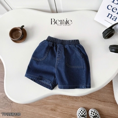 Set bộ sơ mi denim cho bé trai áo sơ mi phối túi kèm quần short size 9 đến 28kg BERNIE T0126B13Đ