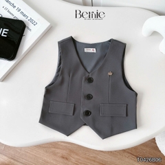 Set bộ vest gile Quý tộc cho bé trai áo sơ mi tay ngắn phối gile kèm quần và nơ cà vạt 9 tới 25kg BERNIE T0426B06