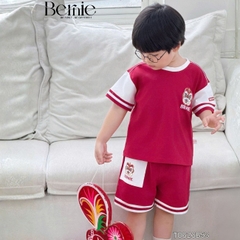 Set bộ bé trai áo thun tay ngắn Trung thu Lân đỏ kèm quần short cho bé trai size 9 đến 25kg BERNIE T0626B53
