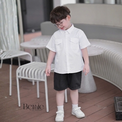 Set bộ sơ mi Vigorous áo sơ mi tay ngắn kèm quần short cho bé trai từ 9 đến 28kg BERNIE H0726Q25