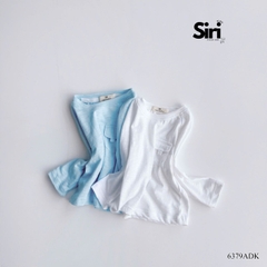 Áo thun áo phông tay dài chất cotton xược màu trắng màu xanh unisex cho bé trai bé gái size 9 tới 24kg BERNIE SIRI 6379ADK