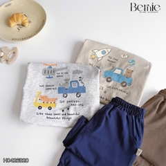 Set bộ dài tay áo thun raplang phối màu Little Riders kèm quần dài cho bé trai size 9 tới 25kg BERNIE H0426B20