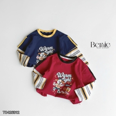 Set bộ dài áo thun cotton tay phối kẻ Play Time kèm quần gió dài cho bé trai size 11 tới 28kg BERNIE T0426B12