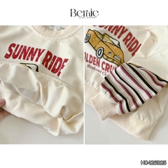 Set bộ dài cho bé trai áo thun tay phối kẻ sọc Sunny Ride kèm quần dài size 9 tới 25kg BERNIE H0426B25