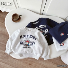 Set bộ dài cho bé trai chất nỉ 2 da áo họa tiết Little Monkey kèm quần dài cho bé trai size 9 tới 28kg BERNIE H1025B81