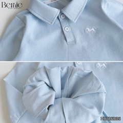 Set bộ dài chất thun cotton áo polo thêu ngựa kèm quần dài cho bé trai size 9 tới 25kg BERNIE H0726B35