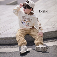 Quần dài quần gió mềm phối can nắp túi bo gấu cho bé trai bé gái size 9 tới 28kg BERNIE H0726Q24