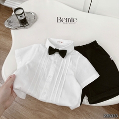Set sơ mi ngắn tay bé trai công tử có nơ mặc thôi nôi sinh nhật sự kiện 1 đến 7 tuổi BERNIE