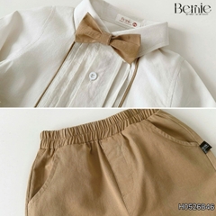 Set sơ mi Little Gentleman áo tay dài quần kaki kèm nơ cổ cho bé trai 9 tới 25kg BERNIE H0526B46