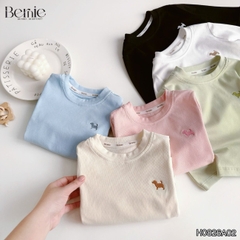 Áo thun cổ tròn áo cotton bozip thu đông dài tay thêu cún nhiều màu cho bé trai bé gái size 9 đến 25kg BERNIE H0826A02