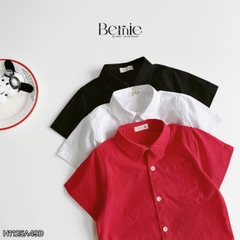 Áo sơ mi tay ngắn Basic nhiều màu unisex cho bé trai bé gái size 9kg tới 25kg BERNIE H1125A49Đ