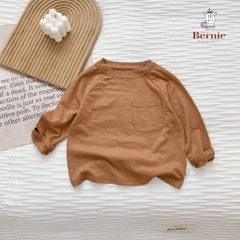 Áo phông trơn dài tay unisex cho bé trai gái BERNIE cotton xược mềm mại nhiều màu 8 đến 25kg 22A234