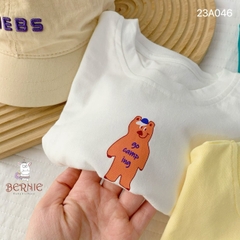 Áo phông cộc tay trơn cho bé trai bé gái unisex ngắn tay cotton màu trắng vàng 1 đến 7 tuổi BERNIE
