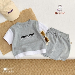 Set đồ bộ thun ngắn tay hiphop basic unisex cho bé trai bé gái phong cách hàn quốc 1 đến 7 tuổi BERNIE