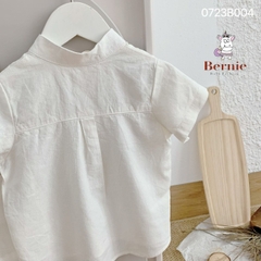 Set sơ mi đũi kaki trắng công tử ngắn cho bé trai màu trắng màu be bộ đồ sành điệu 1 đến 7 tuổi BERNIE