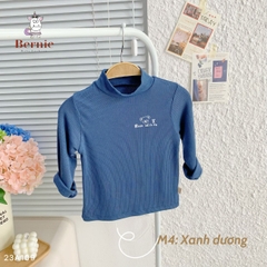Áo phông cố lọ cao 3 phân dài tay basic cho bé trai bé gái thun cotton tăm 1 đến 7 tuổi BERNIE kids