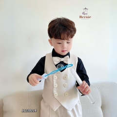 Đồ vest bé trai 4 chi tiết áo vest quần dài dáng âu màu đen kem đi tiệc 1 đến 7 tuổi BERNIE 1123B014