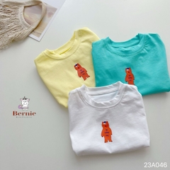 Áo phông cộc tay trơn cho bé trai bé gái unisex ngắn tay cotton màu trắng vàng 1 đến 7 tuổi BERNIE