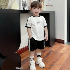 Set đồ bộ thun thể thao bóng đá số 10 messi cho bé trai chất thun cotton kèm quần ngắn từ 9 đến 24kg BERNIE