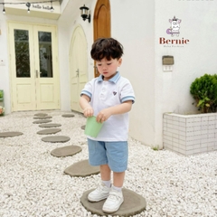 Đồ bộ ngắn tay polo cho bé trai áo thun polo kèm quần short thêu tên lửa BERNIE 0723B032