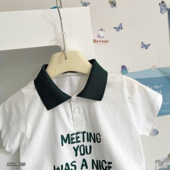 Set đồ bộ thun ngắn tay bé trai polo hàn quốc gồm áo phông màu trắng Meeting you quần thô mềm 1 đến 7 tuổi BERNIE