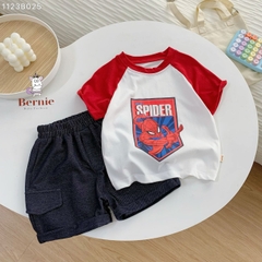 Set bộ cho bé trai in hình siêu nhân áo thun zaclang và quần short ngắn cho bé từ 1 đến 7 tuổi BERNIE 1123B025