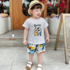 Set bộ thun tay ngắn set đi biển họa tiết Snoopy bé trai mềm mại size 1 đến 7 tuổi BERNIE 0124B43
