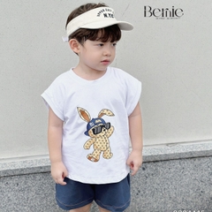 Áo thun ba lỗ sát nách dáng tank top hàn quốc in thỏ cho bé trai bé gái từ 1 đến 7t BERNIE 0324A15