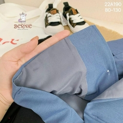 Set bộ vest bé trai 4 khuy màu xanh kèm quần dài phong cách hàn quốc cho bé 9 đến 25kg BERNIE 22A190