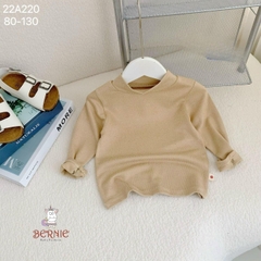 Áo thun cố lọ cao 3 phân dài tay basic bé trai bé gái chất thun cotton 1 đến 7 tuổi BERNIE 22A220