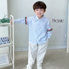 Áo sơ mi tay dài phối viền tay áo cho bé trai đi chơi đi tiệc sành điệu 1 đến 7 tuổi BERNIE 0524A09