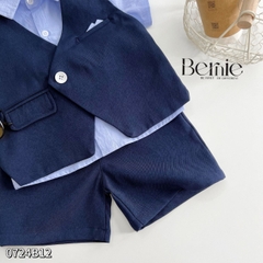 Set vest gile ngắn tay công tử hàn quốc túi khăn cho bé trai thôi nôi sinh nhật đi tiệc 1đến 7 tuổi BERNIE 0424B32